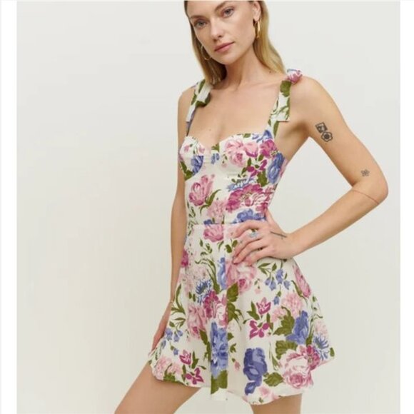 Reformation Whitley Floral Tie Straps Dress - Picture 1 of 16